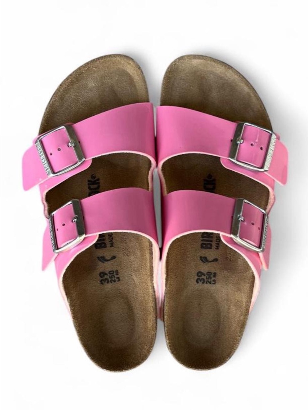 Birkenstock Arizona Patent Candy Pink Birko-Flor Sandals EU 39 Women’s 8 Narrow